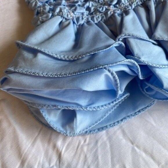 Petersyn Revolve Skirt Womens Small Marlene New Mini Tube Smocked Blue Ruffle - Picture 3 of 6